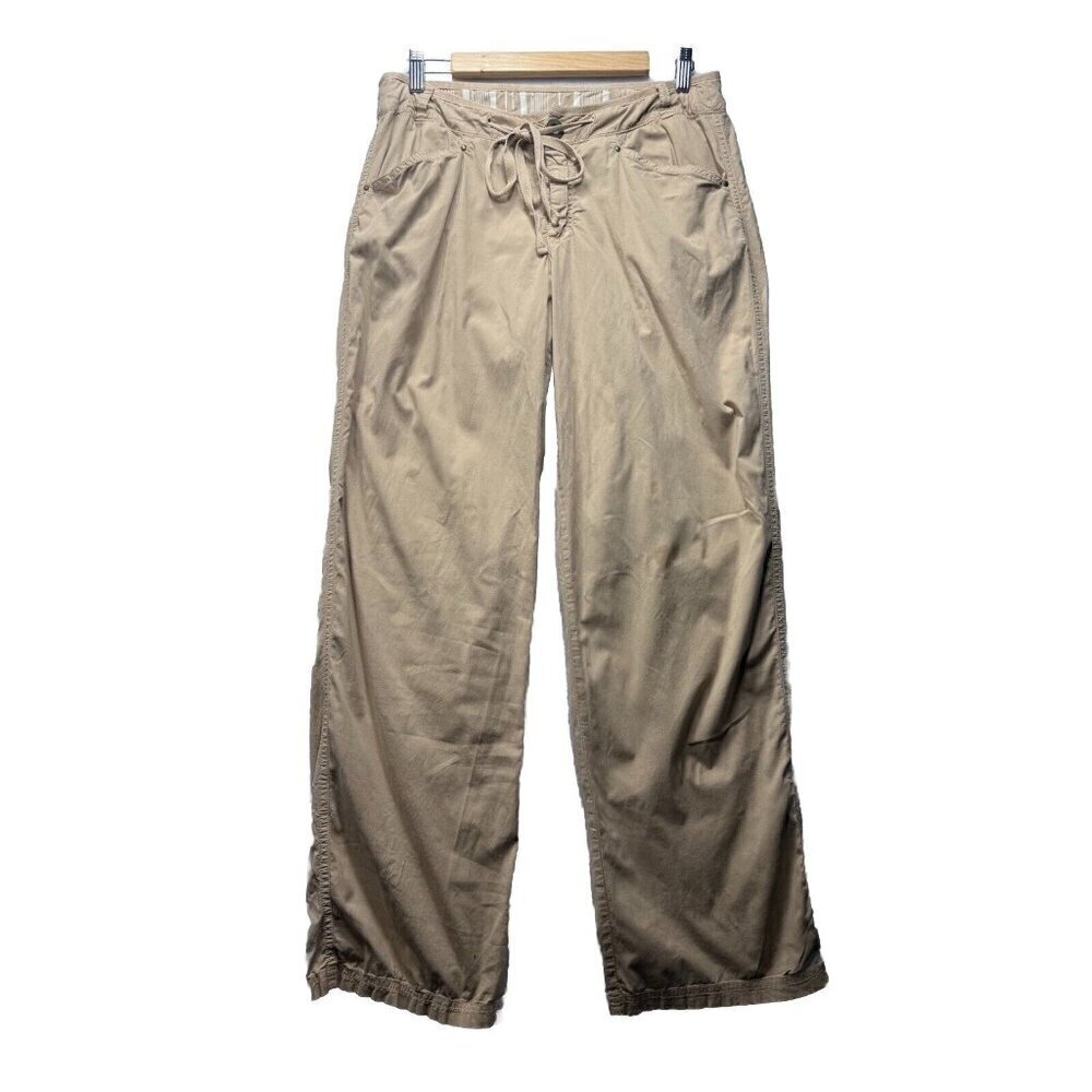 Fresh Produce Cargo Straight Leg Pants S Tan Pockets Cotton Stretch Drawstring